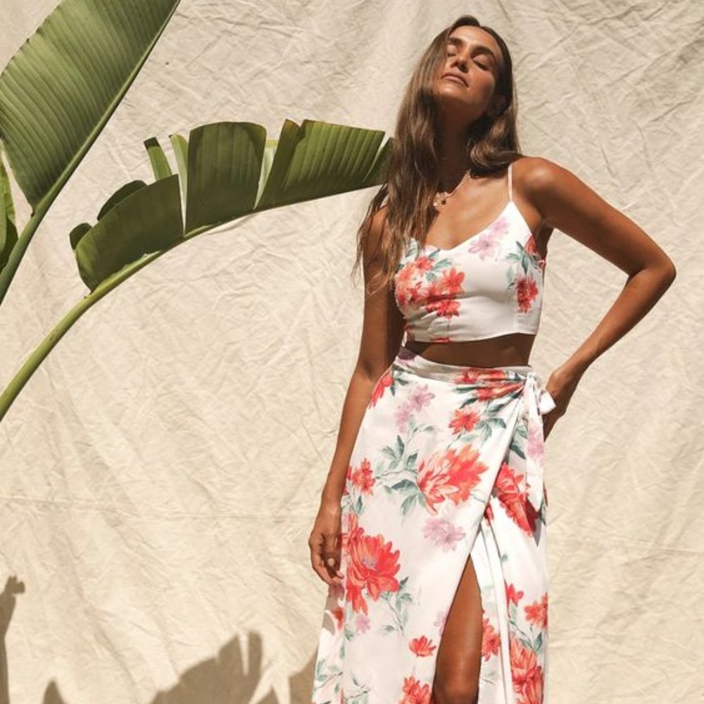 Lulu's floral 2-pc maxi skirt set size small